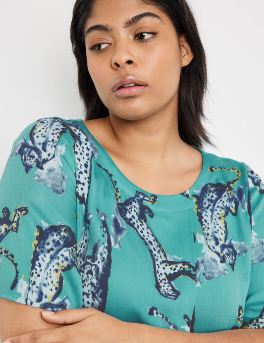 Samoon Short Sleeve Cheetah Print Top